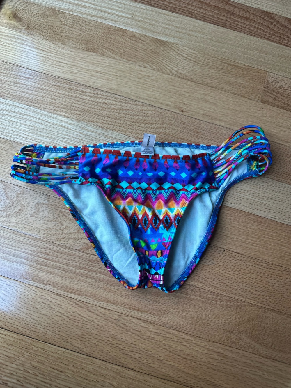 Luli Fama Multicolor Aztec Print Bikini Bottom - Blue, Turquoise, Orange, Pink
